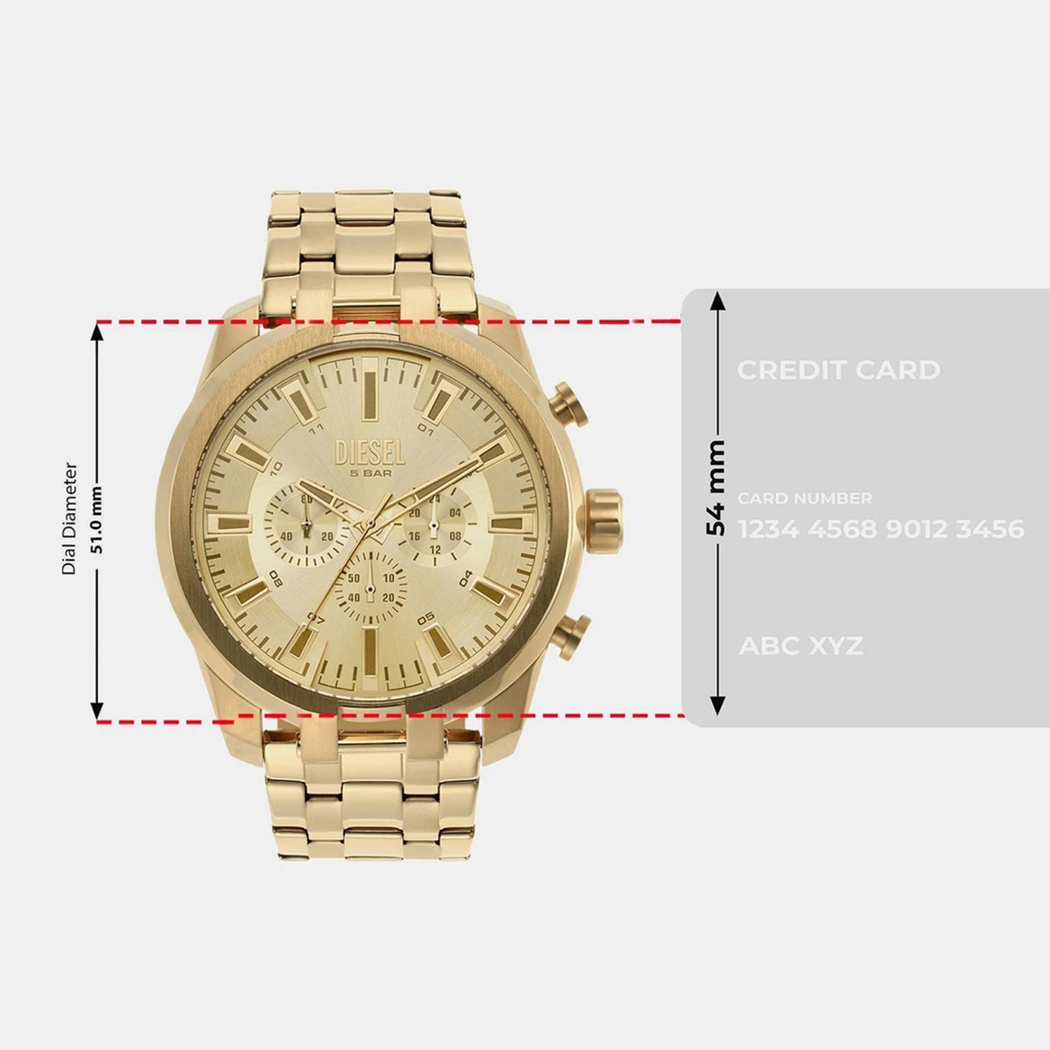 Split Men Quartz Gold Dial Chronograph Stainless Steel Watch DZ4590