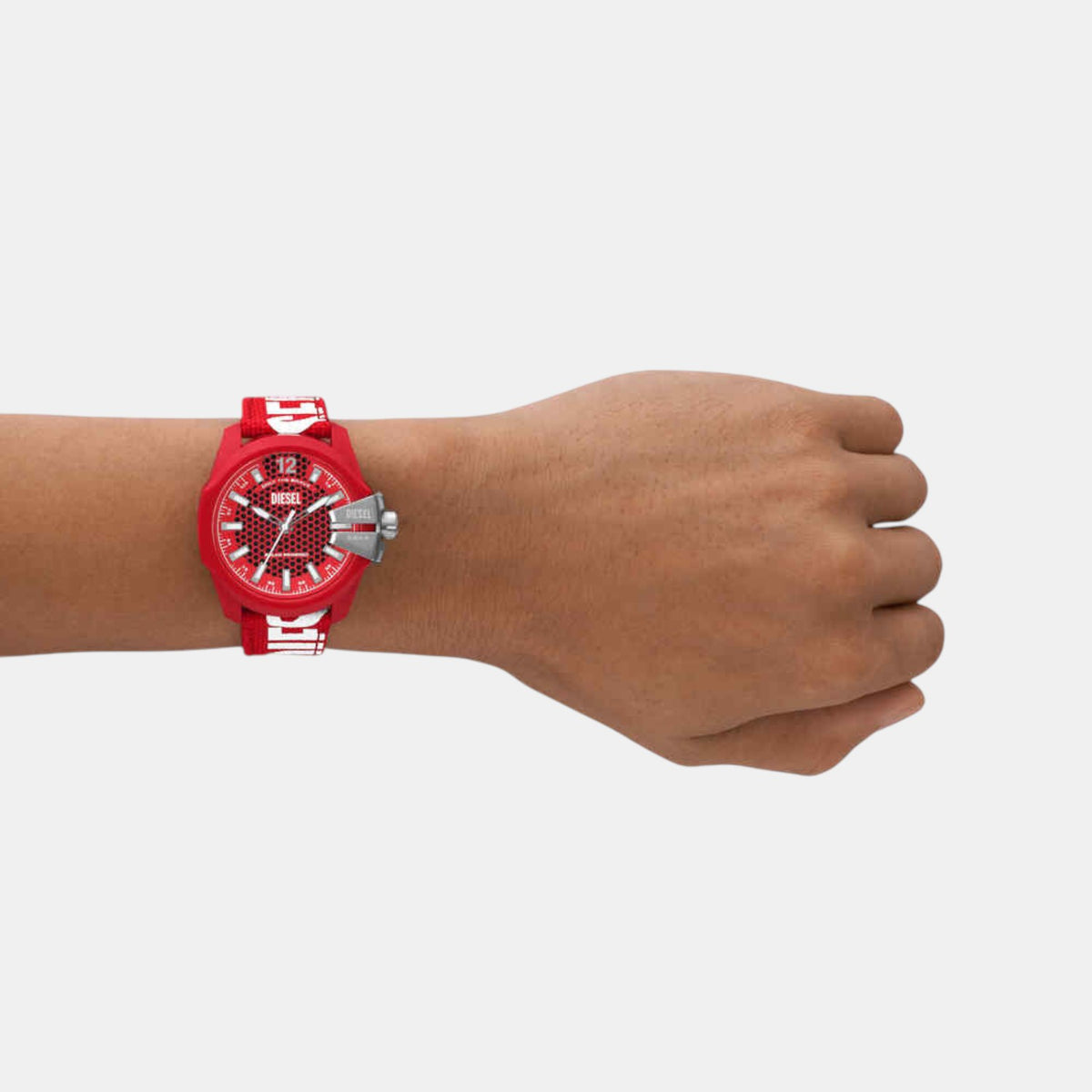 Baby Chief Men Solar Red Dial Analog Fabric Watch DZ4619