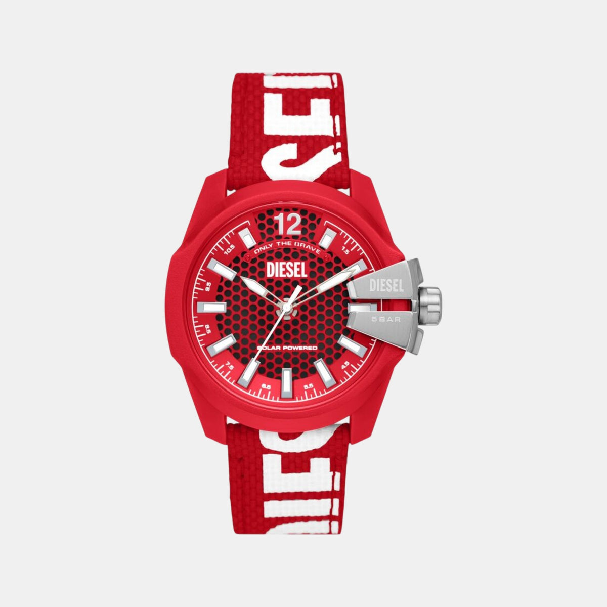 Baby Chief Men Solar Red Dial Analog Fabric Watch DZ4619