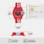 Baby Chief Men Solar Red Dial Analog Stainless Steel Watch DZ4619