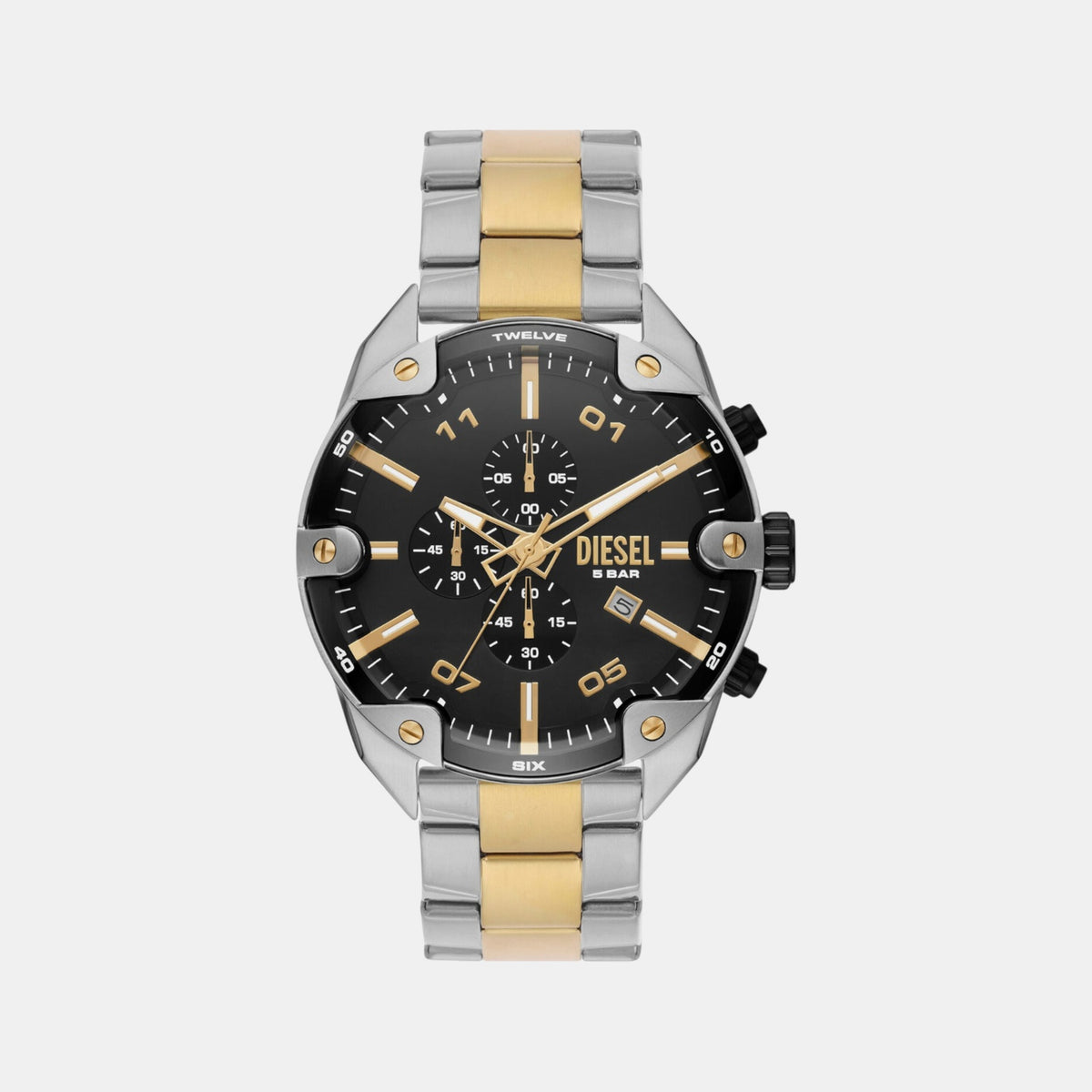 Spiked Men Quartz Black Dial Chronograph Stainless Steel Watch DZ4627