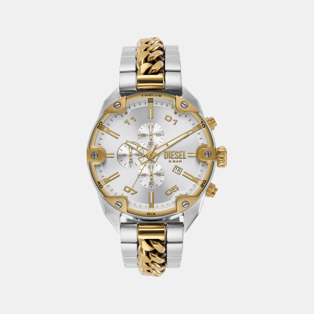 Spiked Men Quartz Silver Dial Chronograph Stainless Steel Watch DZ4629