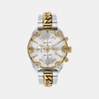 Spiked Men Quartz Silver Dial Chronograph Stainless Steel Watch DZ4629