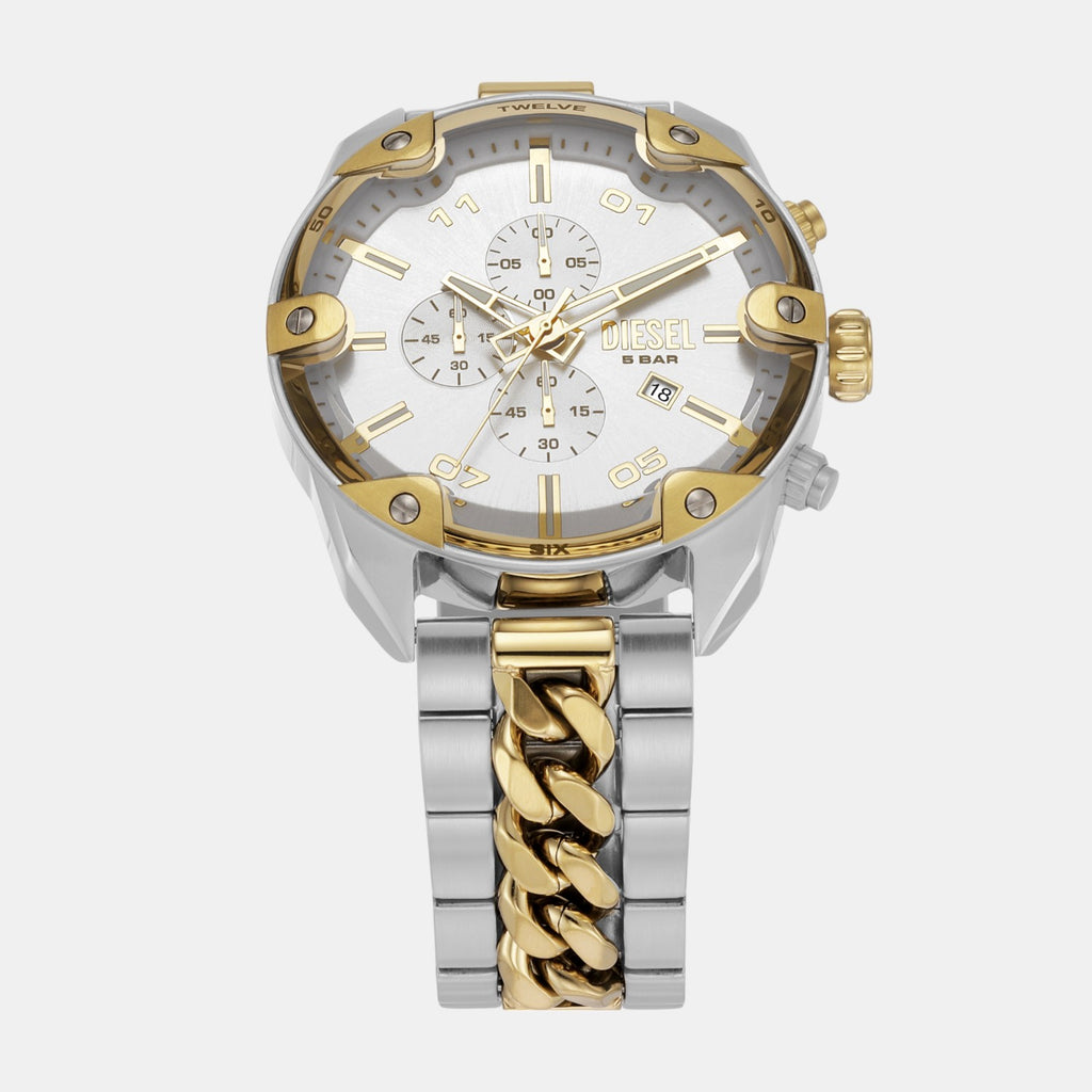 Spiked Men Quartz Silver Dial Chronograph Stainless Steel Watch DZ4629