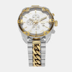 Spiked Men Quartz Silver Dial Chronograph Stainless Steel Watch DZ4629