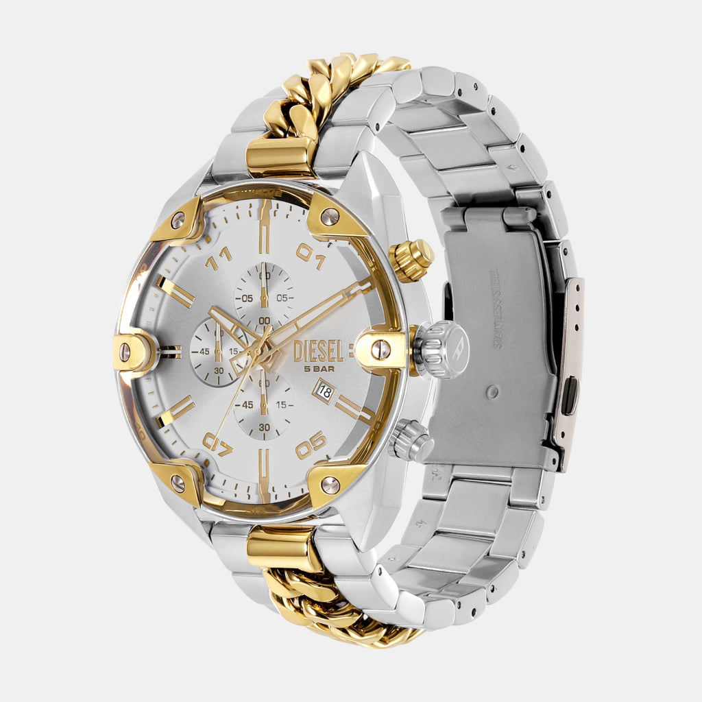 Spiked Men Quartz Silver Dial Chronograph Stainless Steel Watch DZ4629