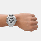 Mega Chief Men Quartz Two Tone Dial Analog-Digital Stainless Steel Watch DZ4648