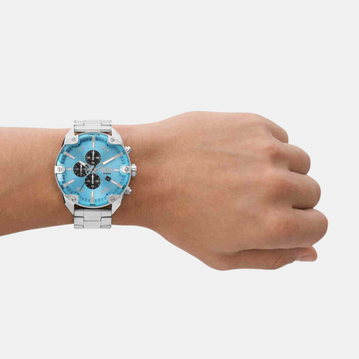 Spiked Men Quartz Blue Dial Chronograph Stainless Steel Watch DZ4655