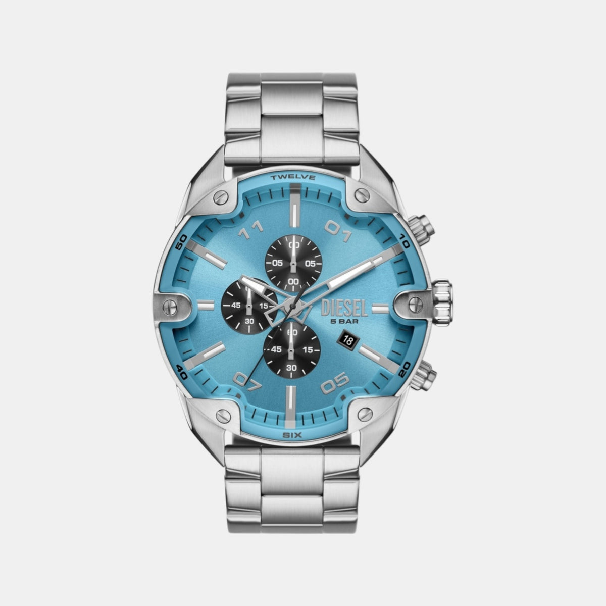Spiked Men Quartz Blue Dial Chronograph Stainless Steel Watch DZ4655