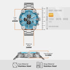 Spiked Men Quartz Blue Dial Chronograph Stainless Steel Watch DZ4655