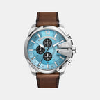 Mega Chief Men Quartz Blue Dial Chronograph Leather Watch DZ4657
