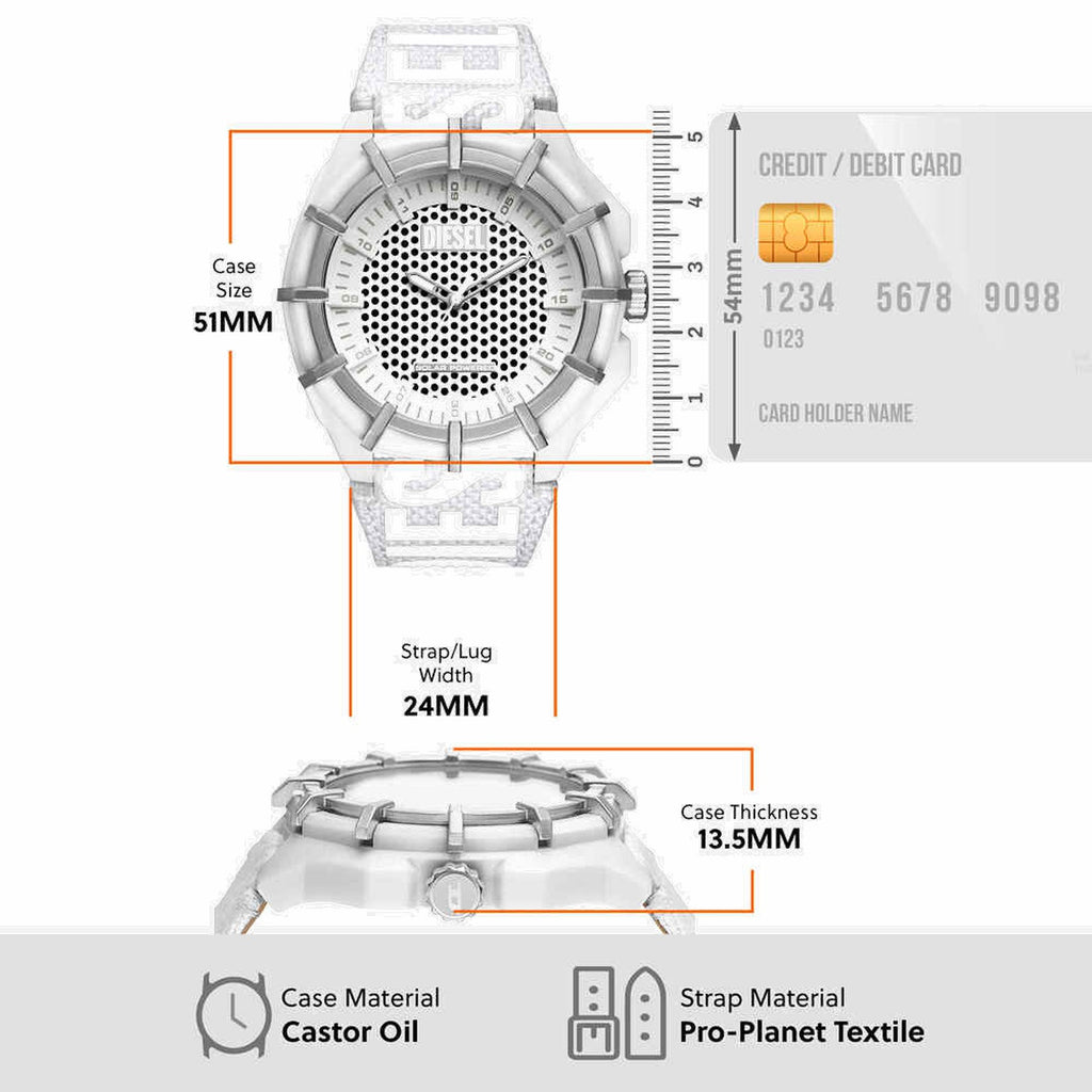 Framed Men Solar White Dial Analog Plastic Watch DZ4664