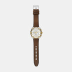 Spiked Men Quartz Silver Dial Chronograph Leather Watch DZ4665