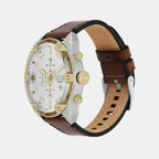 Spiked Men Quartz Silver Dial Chronograph Leather Watch DZ4665