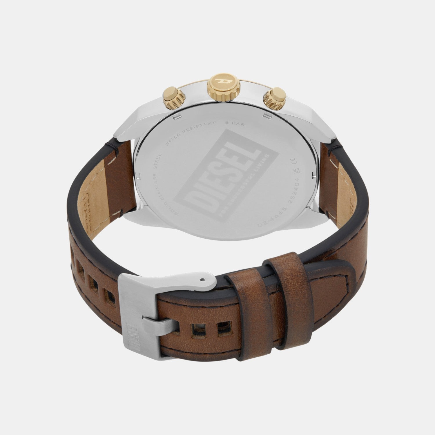 Spiked Men Quartz Silver Dial Chronograph Leather Watch DZ4665