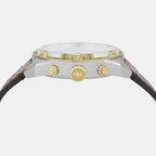 Spiked Men Quartz Silver Dial Chronograph Leather Watch DZ4665