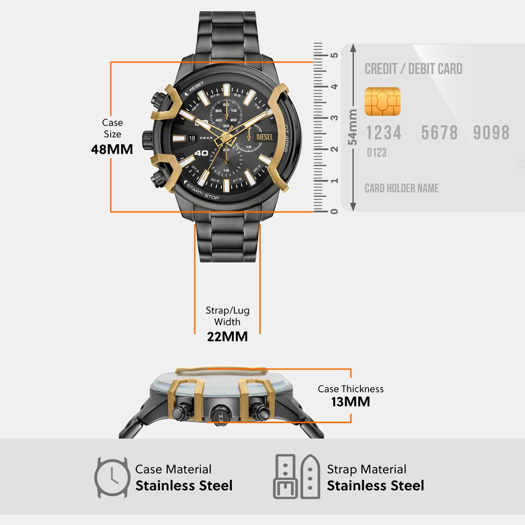 Griffed Men Quartz Grey Dial Chronograph Stainless Steel Watch DZ4668