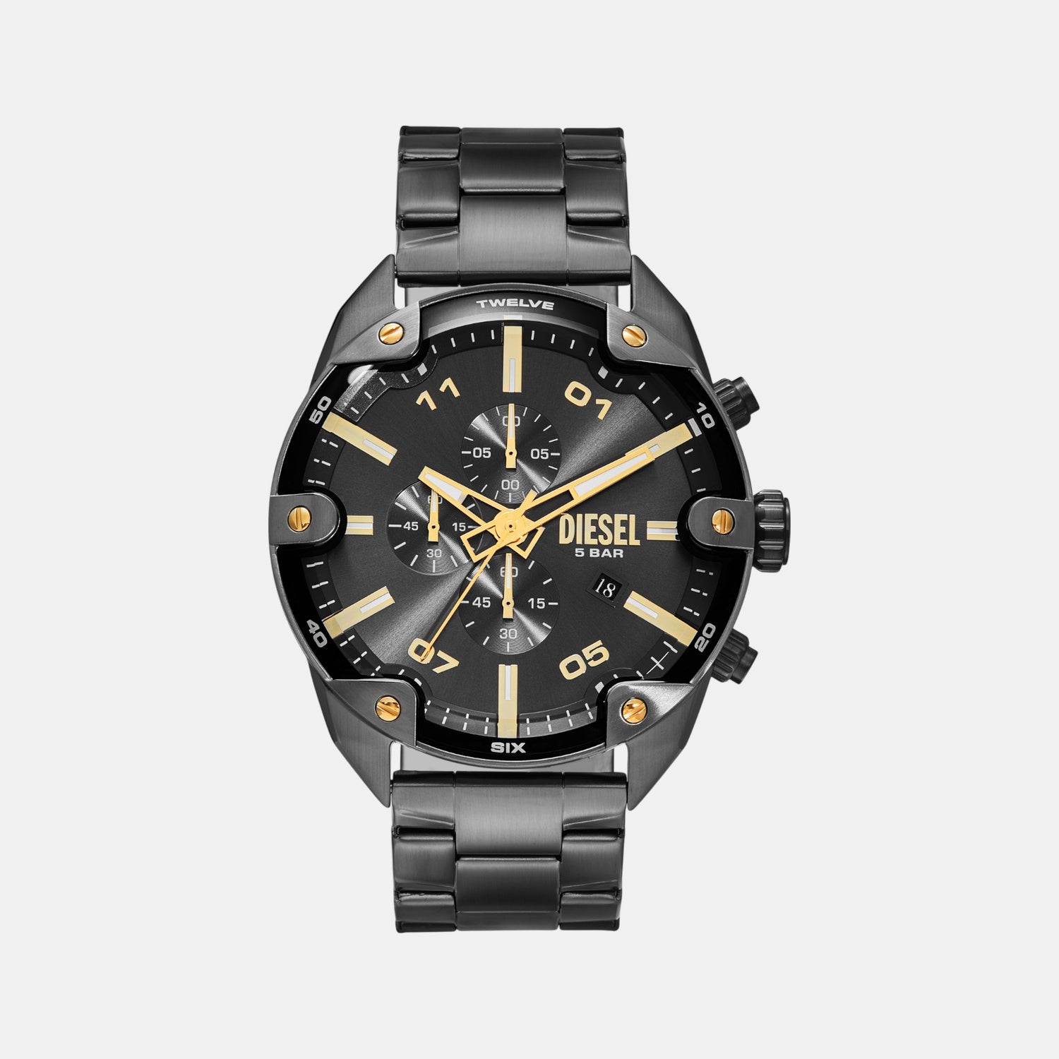 Spiked Men Quartz Grey Dial Chronograph Stainless Steel Watch DZ4669