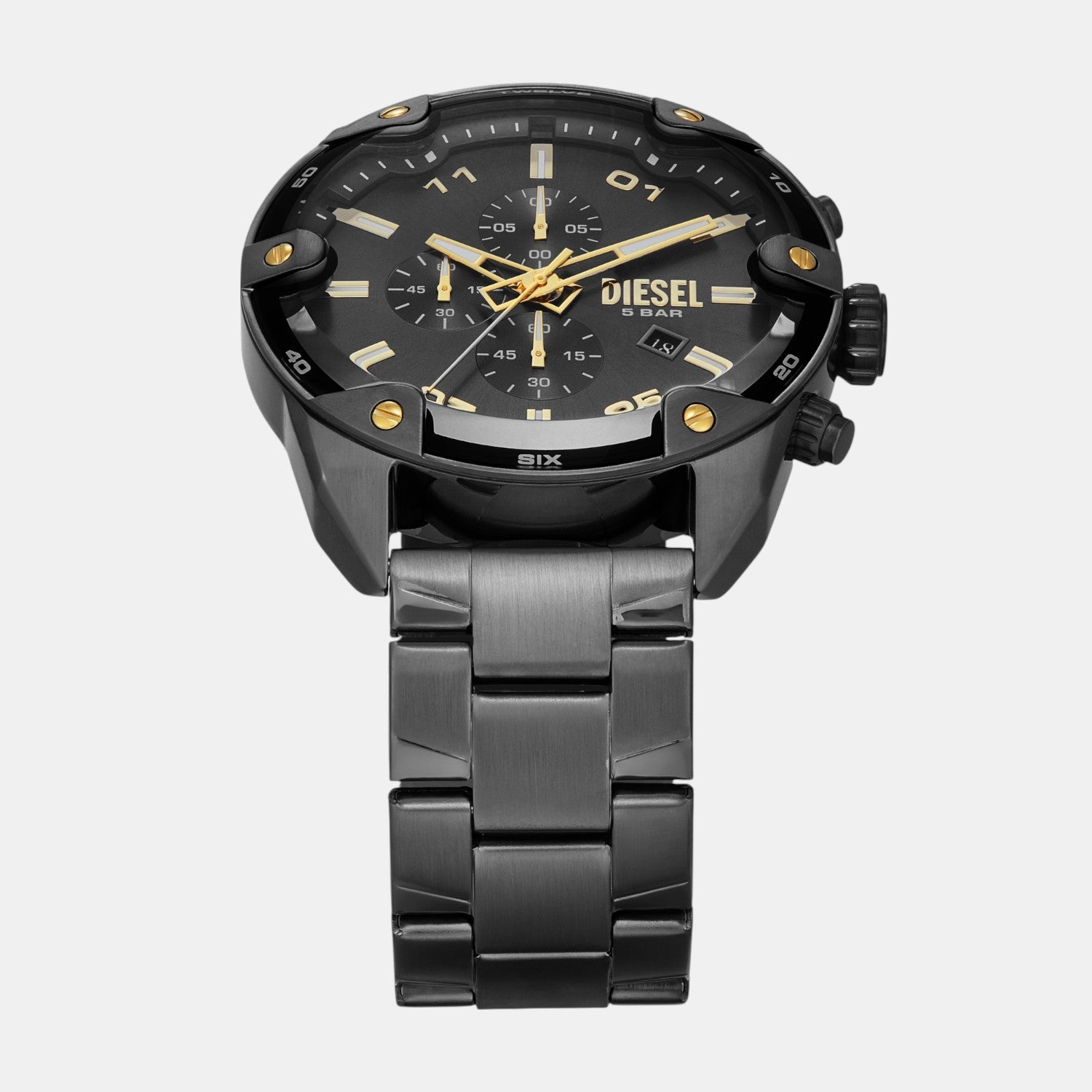 Spiked Men Quartz Grey Dial Chronograph Stainless Steel Watch DZ4669