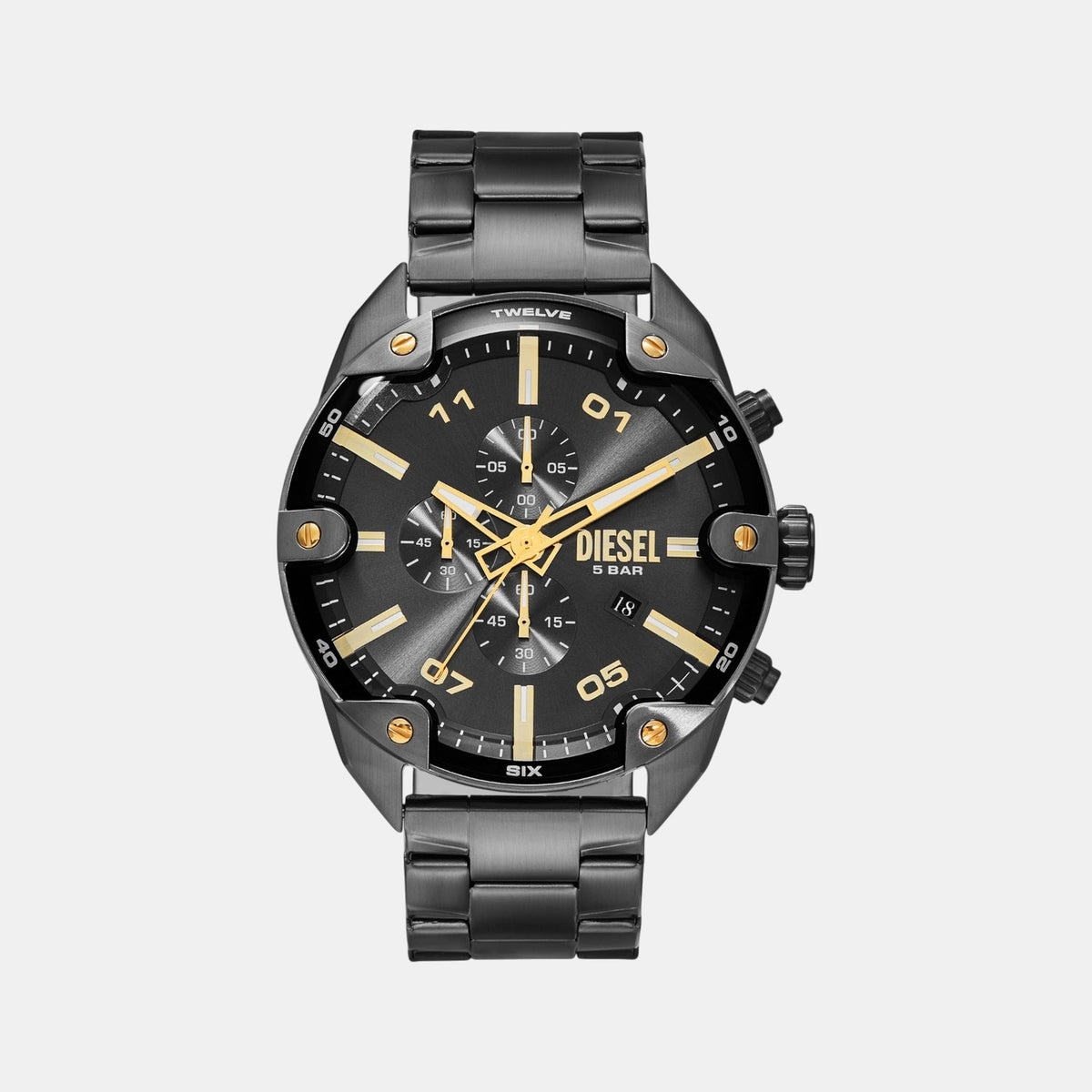 Spiked Men Quartz Grey Dial Chronograph Stainless Steel Watch DZ4669
