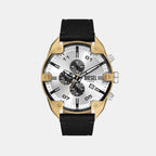 Spiked Men Quartz Silver Dial Chronograph Leather Watch DZ4671