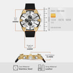 Spiked Men Quartz Silver Dial Chronograph Leather Watch DZ4671