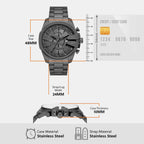 Spiked Men Quartz Black Dial Chronograph Stainless Steel Watch DZ4678
