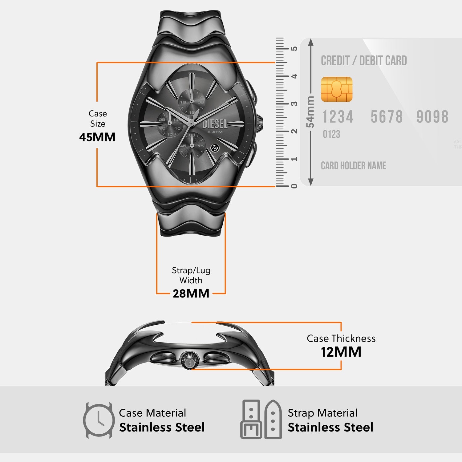 Mercurial Men Quartz Black Dial Chronograph Stainless Steel Watch DZ4682