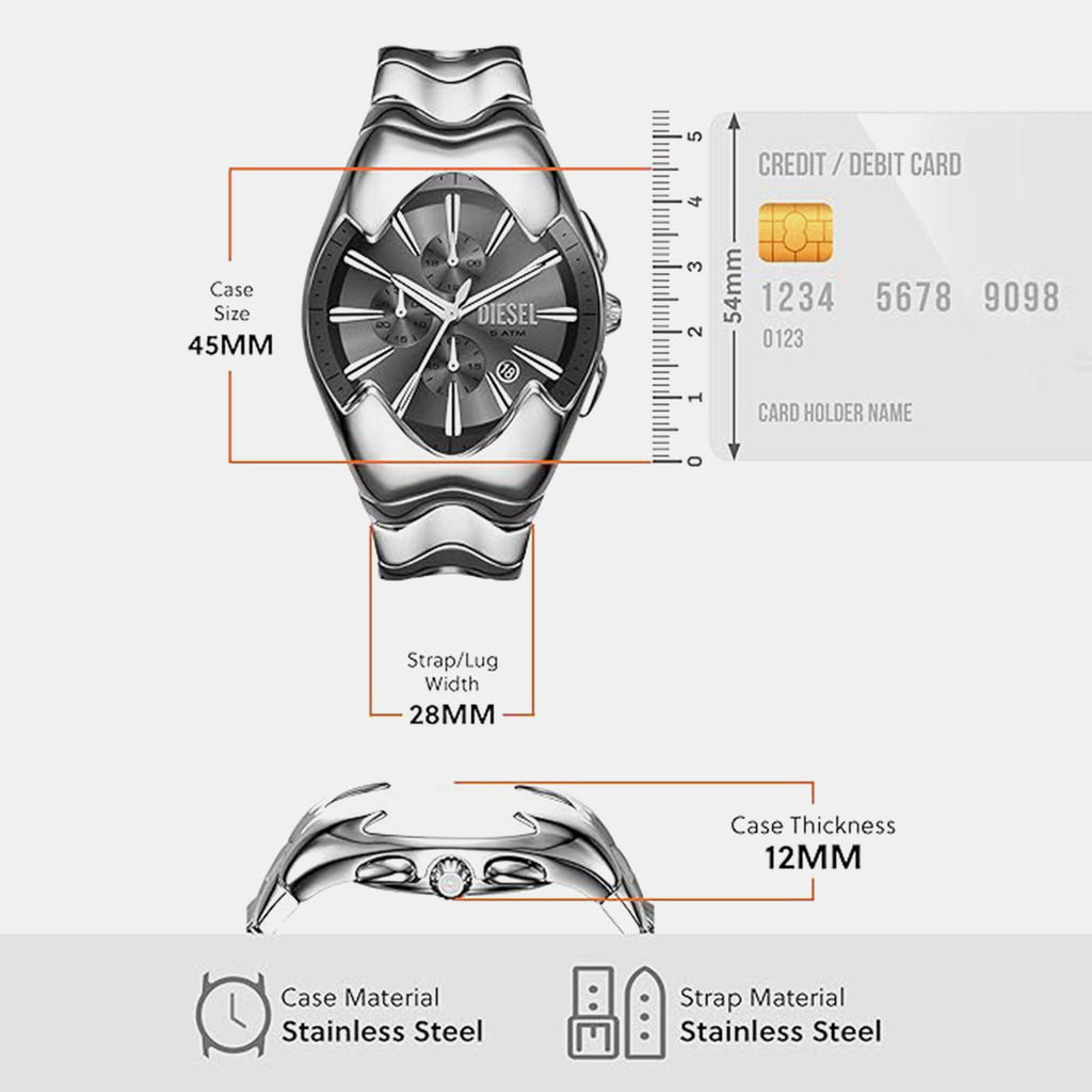 Men Quartz Grey Dial Analog Stainless Steel Watch DZ4683