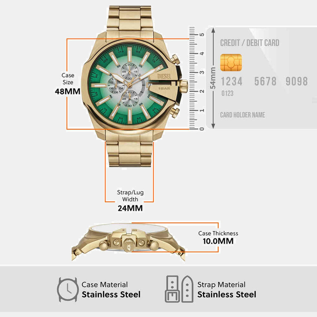 Mega Chief Slim Men Quartz Two Tone Dial Chronograph Stainless Steel Watch DZ4684