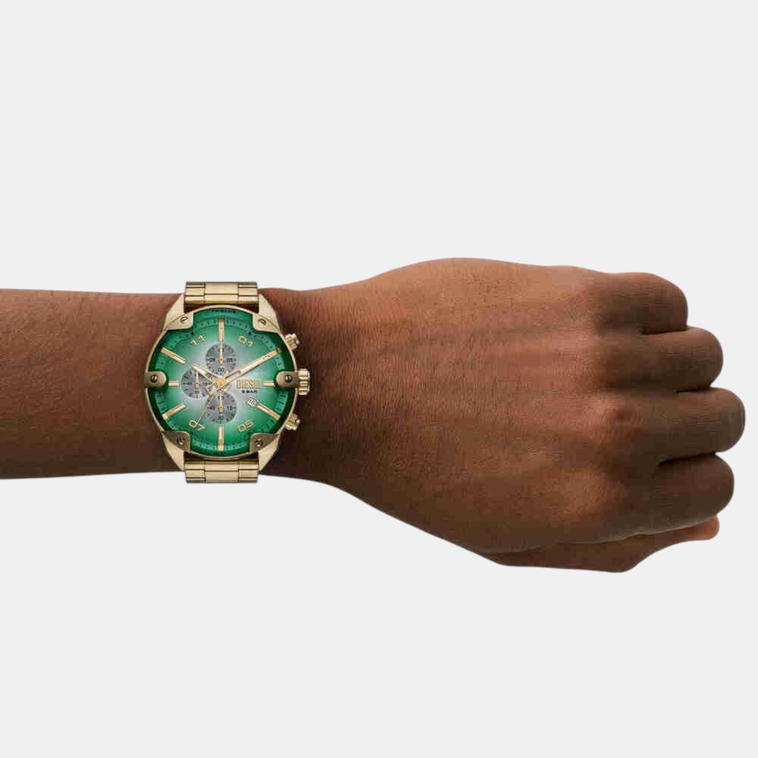 Spiked Men Quartz Two Tone Dial Chronograph Stainless Steel Watch DZ4685