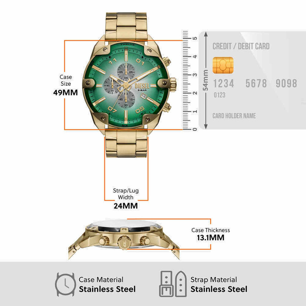 Spiked Men Quartz Two Tone Dial Chronograph Stainless Steel Watch DZ4685