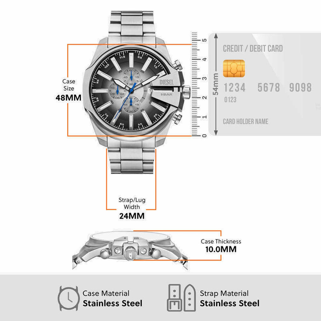 Mega Chief Slim Men Quartz Two Tone Dial Chronograph Stainless Steel Watch DZ4686