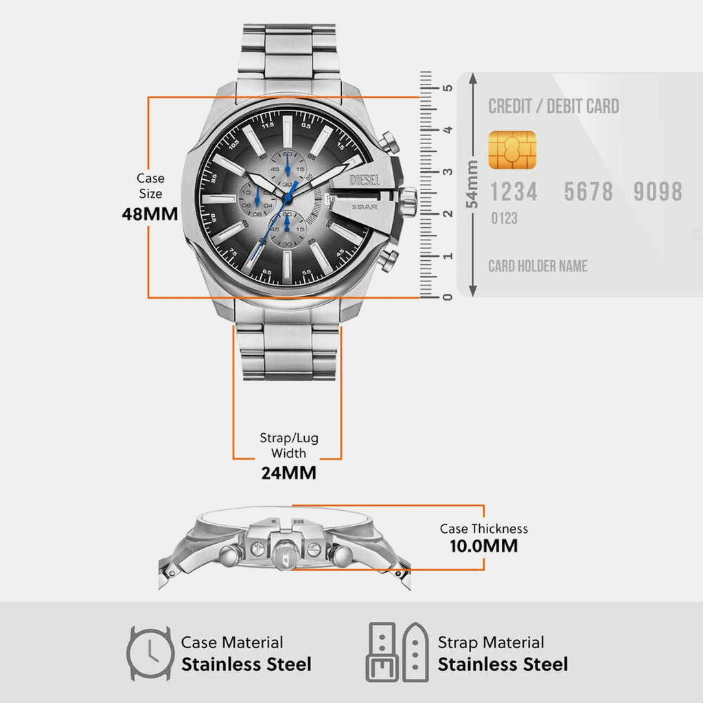 Mega Chief Slim Men Quartz Multicolour Dial Chronograph Stainless Steel Watch DZ4686