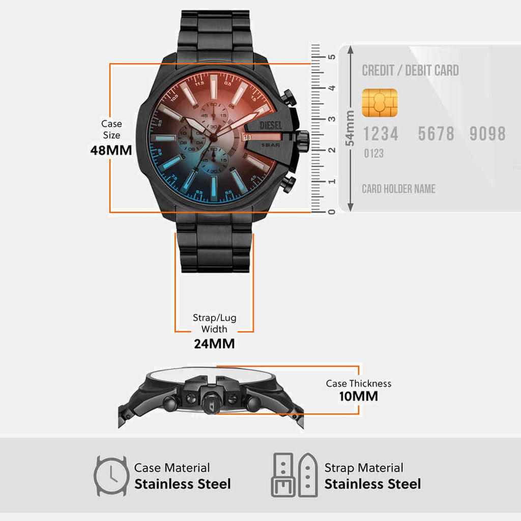 Mega Chief Slim Men Quartz Two Tone Dial Chronograph Stainless Steel Watch DZ4689