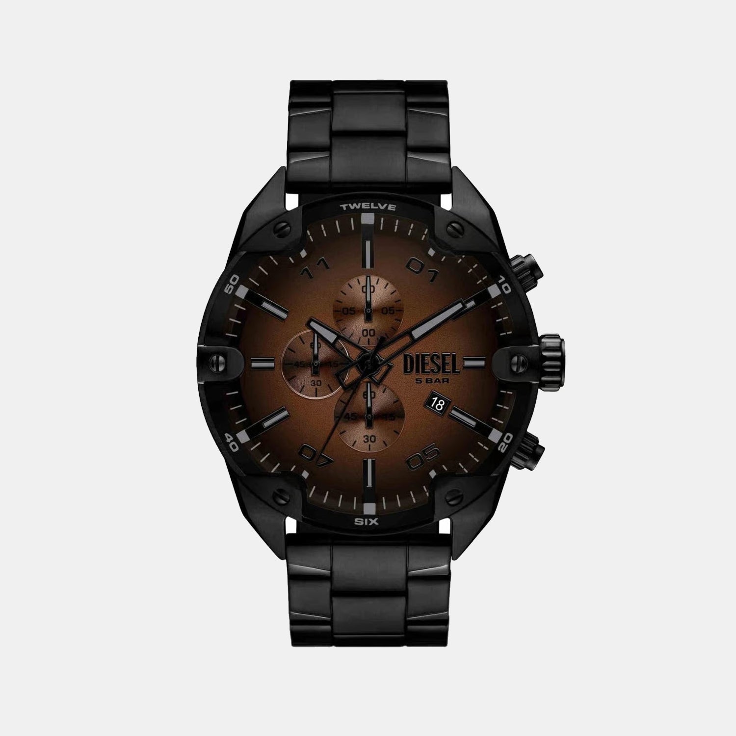 Spiked Men Quartz Two Tone Dial Chronograph Stainless Steel Watch DZ4691