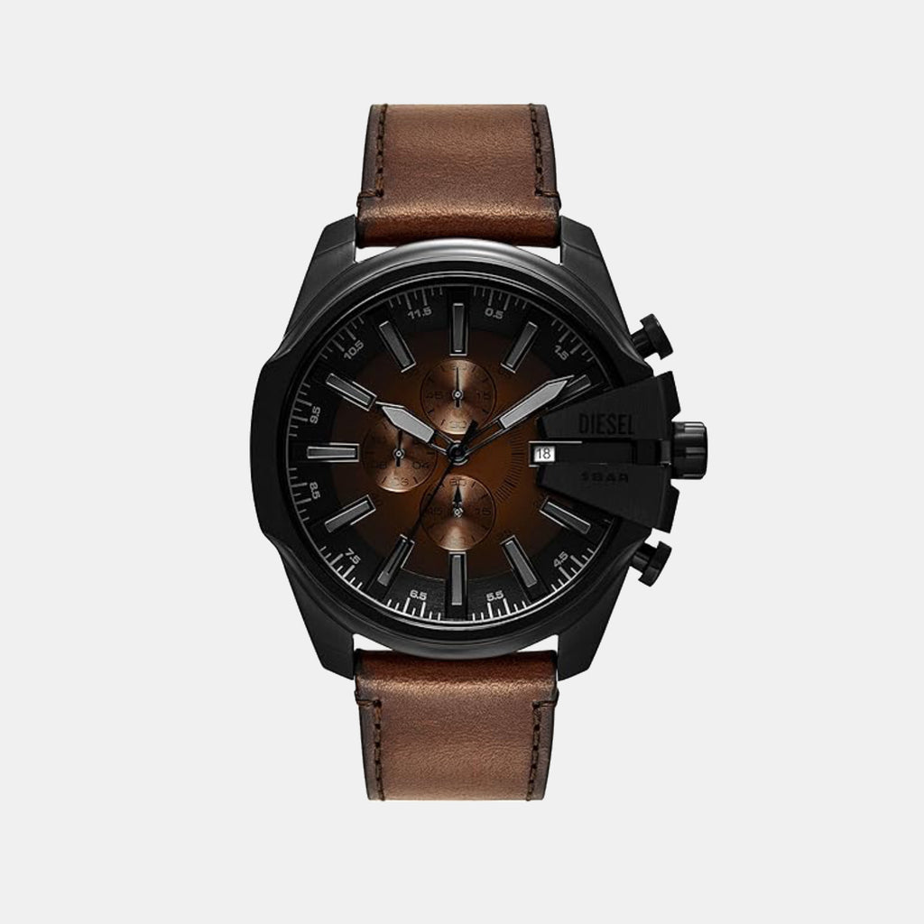 Mega Chief Slim Men Quartz Two Tone Dial Chronograph Leather Watch DZ4692