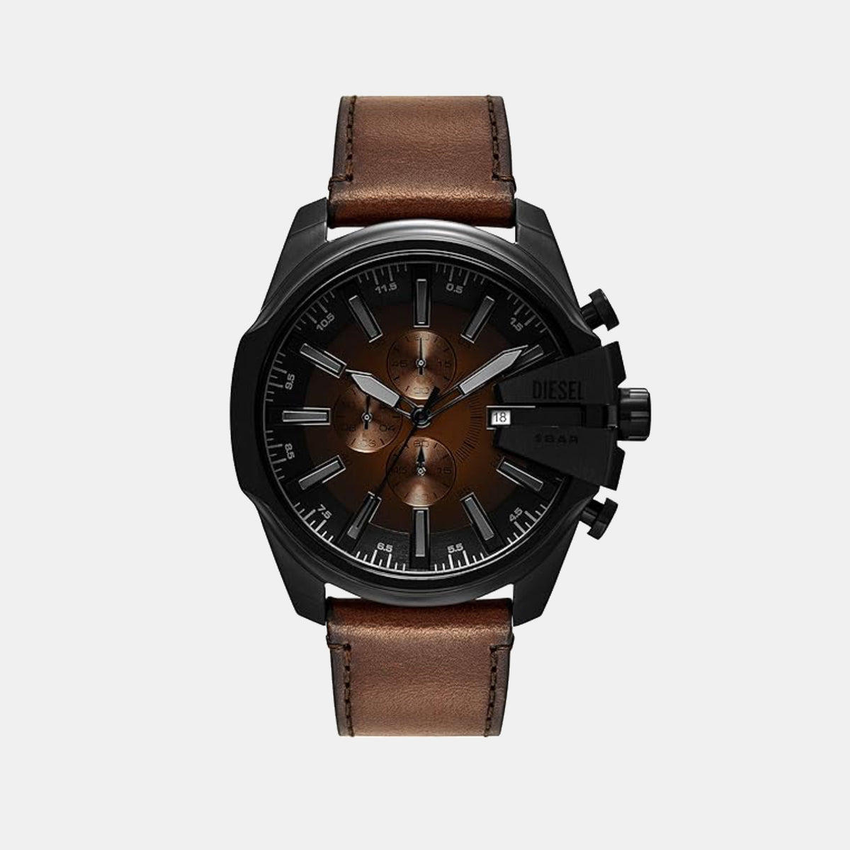 Mega Chief Men Quartz Black Dial Chronograph Leather Watch DZ4692
