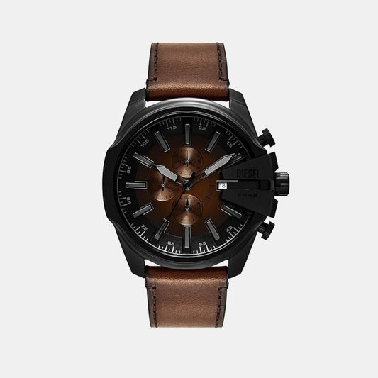 Mega Chief Slim Men Quartz Two Tone Dial Chronograph Leather Watch DZ4692