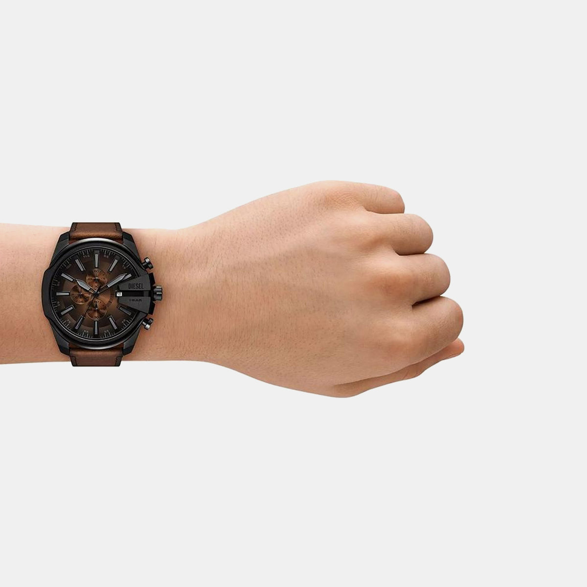 Mega Chief Men Quartz Black Dial Chronograph Leather Watch DZ4692