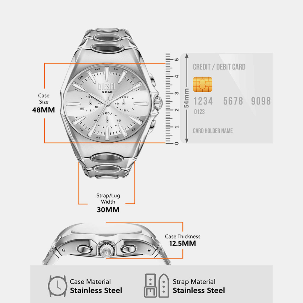 D-Curve Men Quartz Silver Dial Chronograph Stainless Steel Watch DZ4694