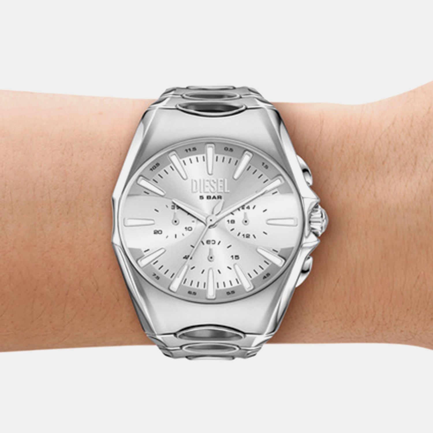 D-Curve Men Quartz Silver Dial Chronograph Stainless Steel Watch DZ4694