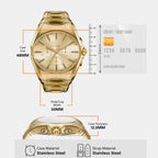 D-Curve Men Quartz Gold Dial Analog Stainless Steel Watch DZ4695