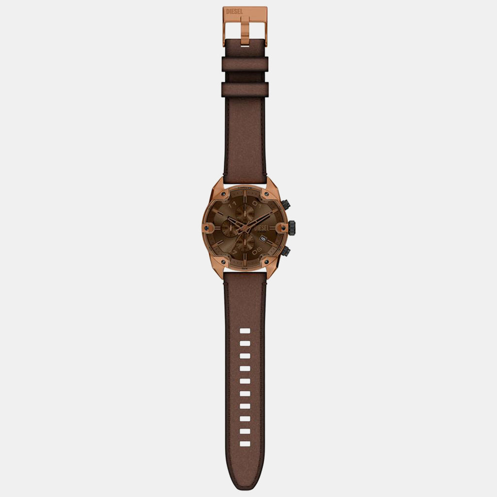 Men Quartz Brown Dial Analog Leather Watch DZ4698