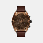 Men Quartz Brown Dial Analog Leather Watch DZ4698