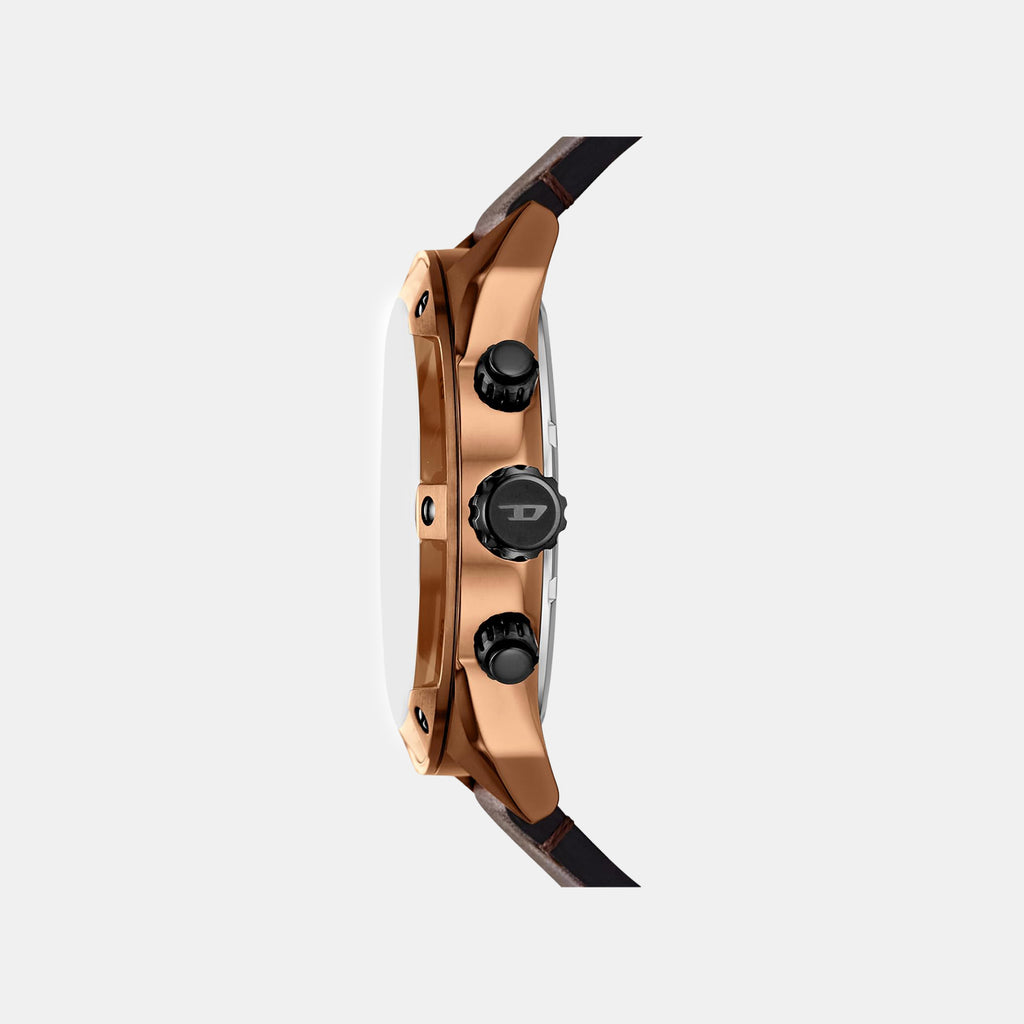 Men Quartz Brown Dial Analog Leather Watch DZ4698