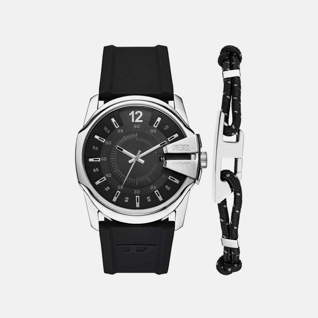 Master Chi Men Quartz Black Dial Analog Silicone Watch DZ4700SET