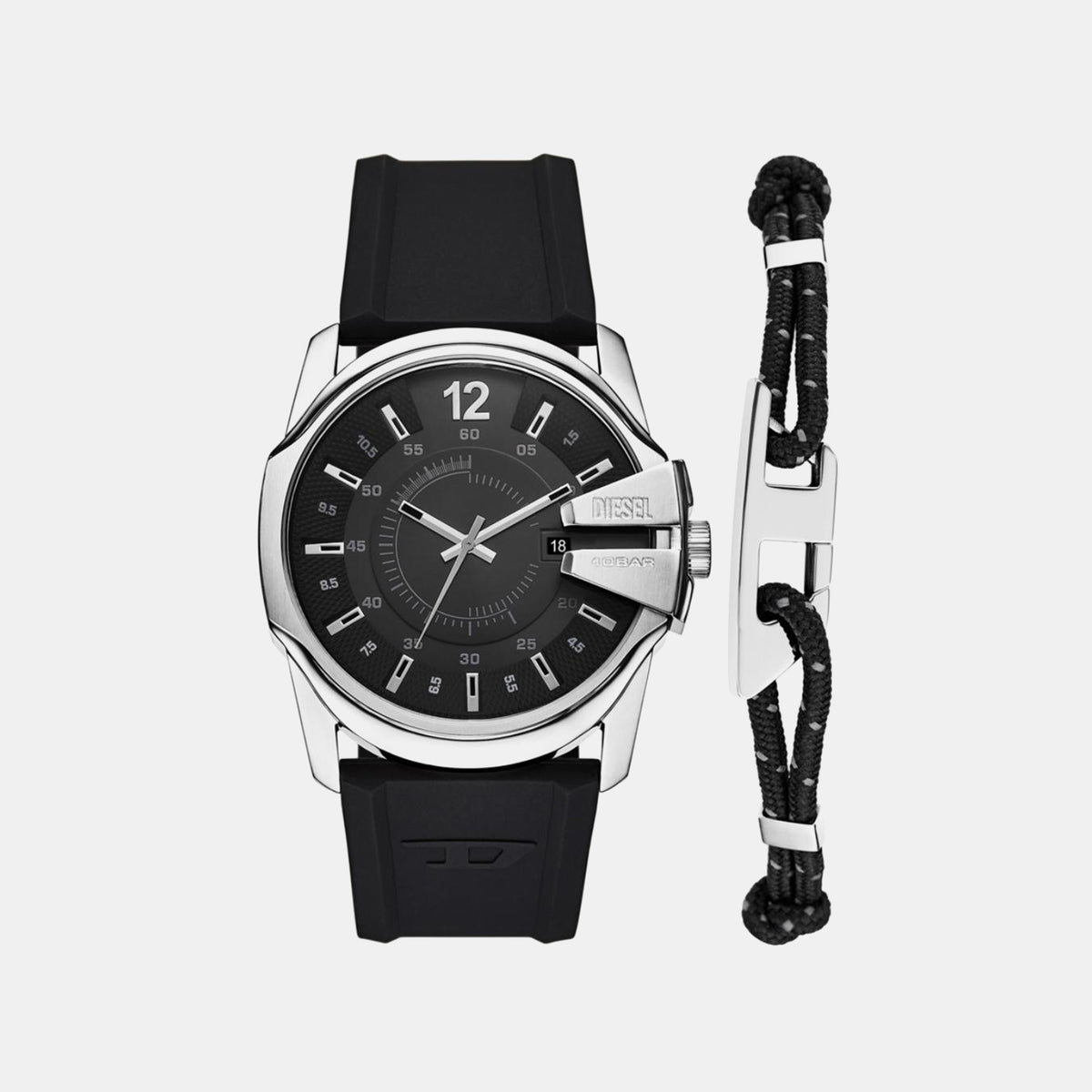 Mega Chief Men Quartz Black Dial Analog Silicone Watch DZ4700SET