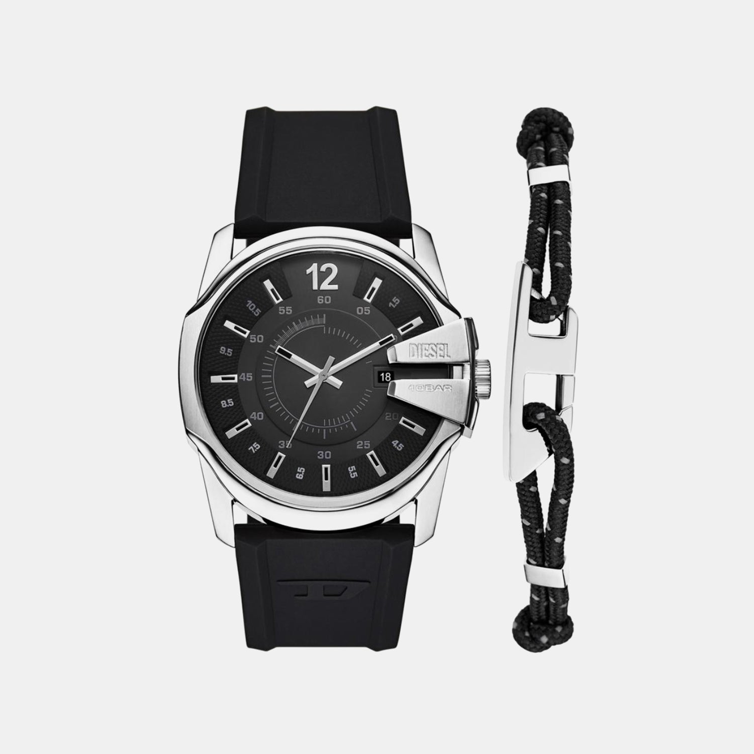 Master Chi Men Quartz Black Dial Analog Silicone Watch DZ4700SET