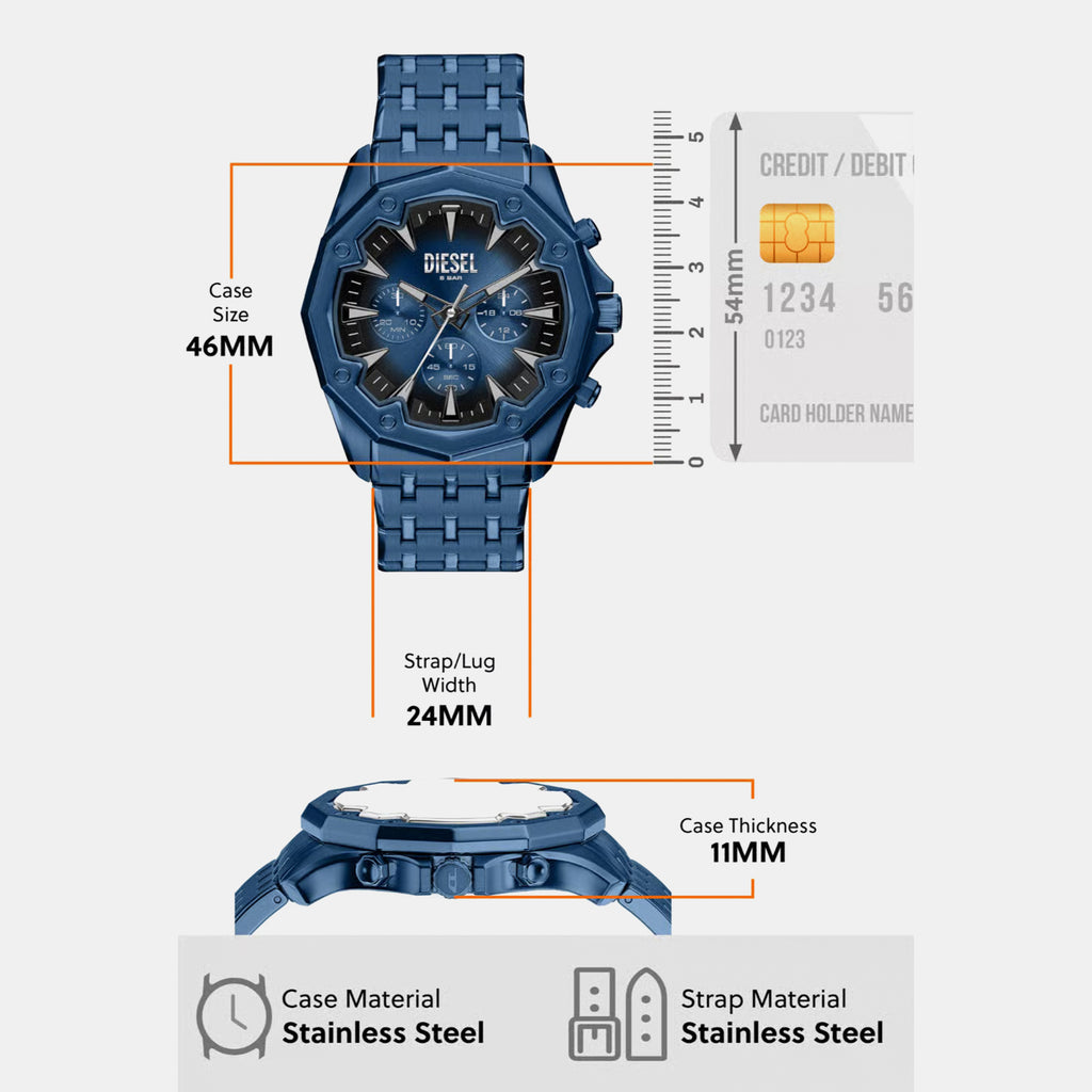 Stinger Men Quartz Blue Dial Chronograph Stainless Steel Watch DZ4705